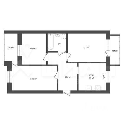 Продажа 3-комнатной квартиры 66 м², 5/5 этаж
