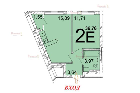 Продажа 2-комнатной квартиры 37 м², 9/14 этаж