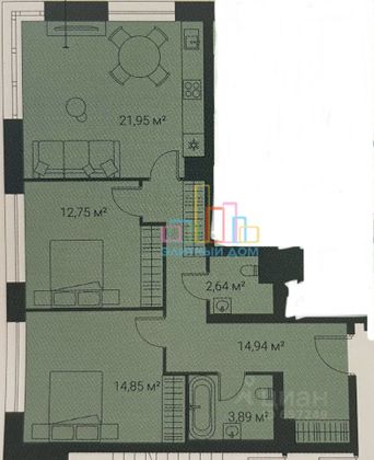 Продажа 3-комнатной квартиры 70 м², 21/23 этаж