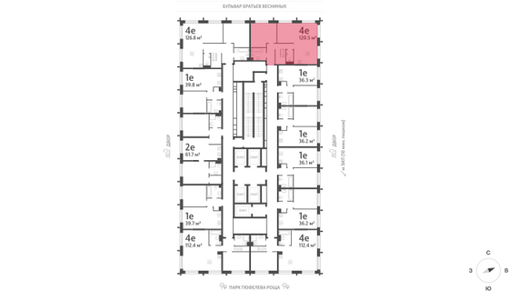 Продажа 4-комнатной квартиры 120,5 м², 42/43 этаж