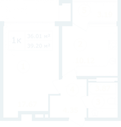 Продажа 1-комнатной квартиры 39,2 м², 6/12 этаж