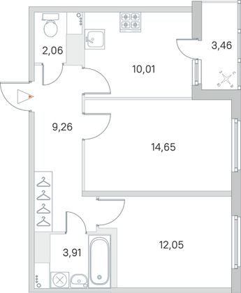 Продажа 2-комнатной квартиры 53,7 м², 2/8 этаж