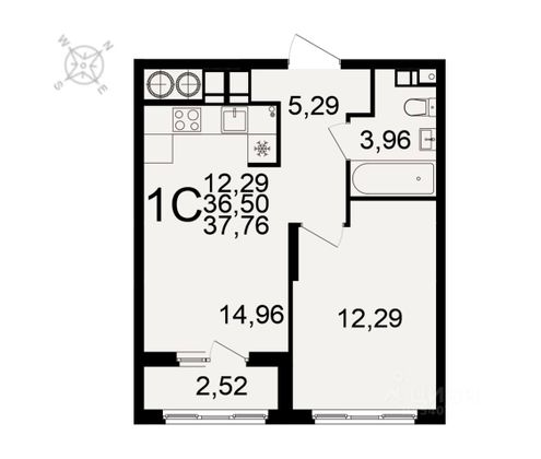 Продажа 2-комнатной квартиры 38 м², 18/25 этаж