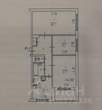 Продажа 3-комнатной квартиры 59,8 м², 3/5 этаж