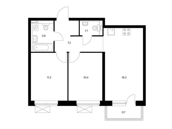 Продажа 2-комнатной квартиры 53,3 м², 16/25 этаж