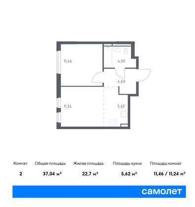 37 м², 1-комн. квартира, 13/17 этаж