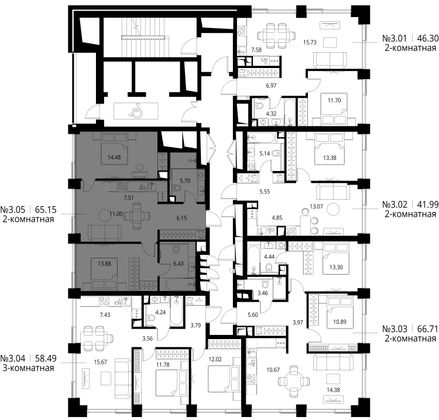 Продажа 2-комнатной квартиры 65,2 м², 3/24 этаж