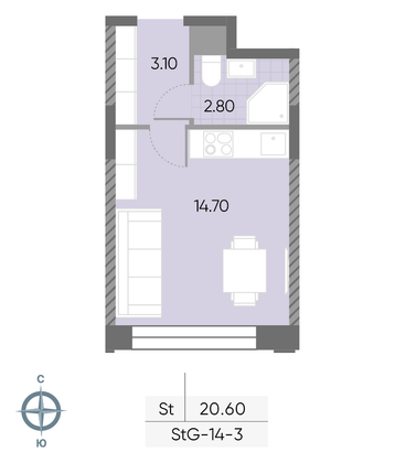 Продажа квартиры-студии 20,6 м², 3/30 этаж