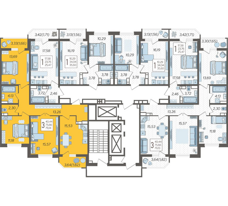 Продажа 3-комнатной квартиры 79,1 м², 13/23 этаж