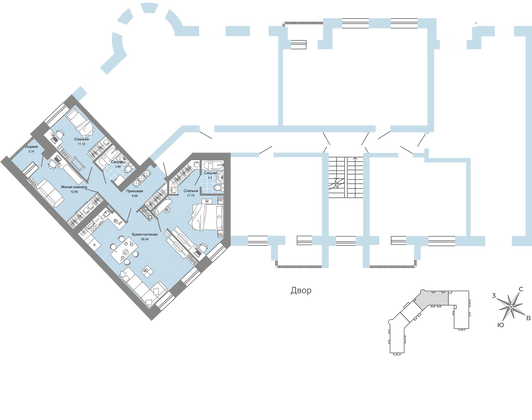 Продажа 4-комнатной квартиры 88 м², 2/4 этаж