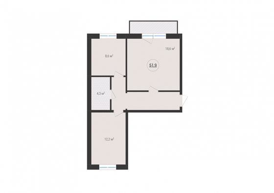 Продажа 1-комнатной квартиры 52,1 м², 9 этаж