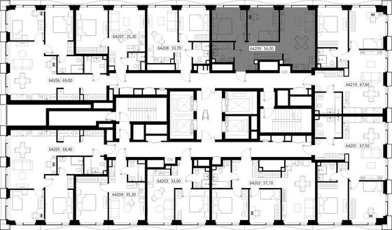 Продажа 2-комнатной квартиры 56 м², 42/48 этаж