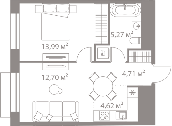 Продажа 1-комнатной квартиры 41,3 м², 2/13 этаж