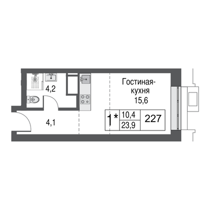 Продажа квартиры-студии 23,4 м², 11/53 этаж