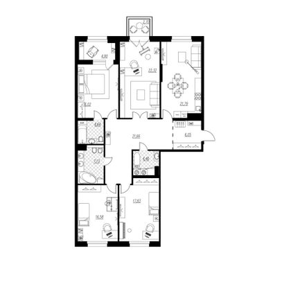 143,5 м², 4-комн. квартира, 4/9 этаж