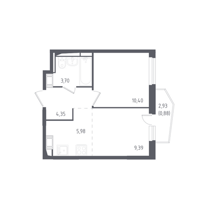 36,7 м², 1-комн. квартира, 7/12 этаж