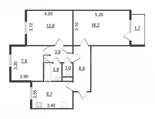 Продажа 3-комнатной квартиры 61,9 м², 3/9 этаж