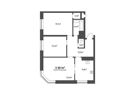 Продажа 3-комнатной квартиры 87,1 м², 1/24 этаж