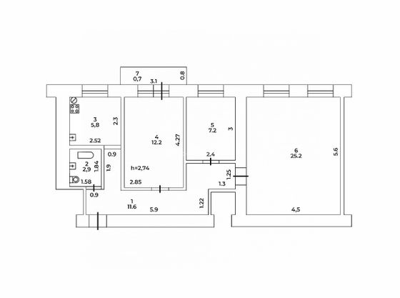 Продажа 3-комнатной квартиры 64,5 м², 2/5 этаж