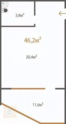 Продажа квартиры-студии 38,8 м², 3/6 этаж