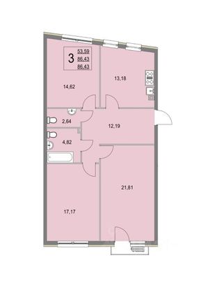 Продажа 3-комнатной квартиры 86,5 м², 3/4 этаж