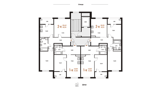 Продажа 2-комнатной квартиры 62,1 м², 5 этаж