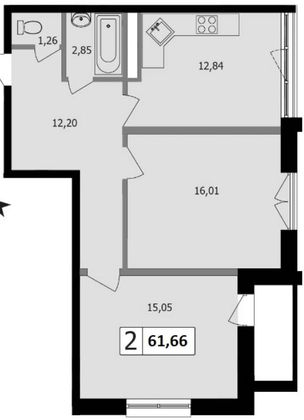 Продажа 2-комнатной квартиры 61,7 м², 14/17 этаж