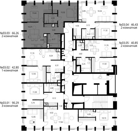 Продажа 2-комнатной квартиры 66,3 м², 3/19 этаж