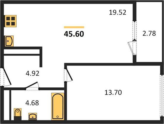 Продажа 1-комнатной квартиры 45,6 м², 13/20 этаж