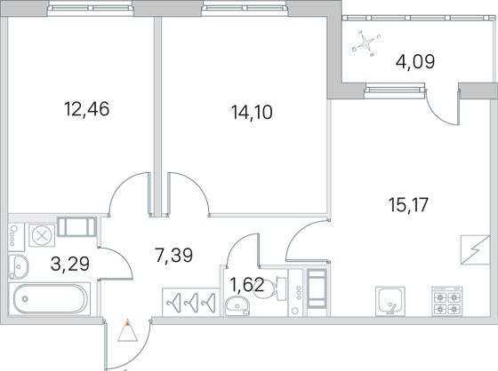 Продажа 2-комнатной квартиры 56,1 м², 2/5 этаж