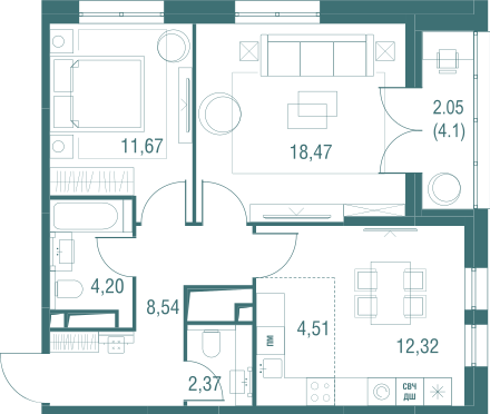 Продажа 3-комнатной квартиры 64,1 м², 23/24 этаж