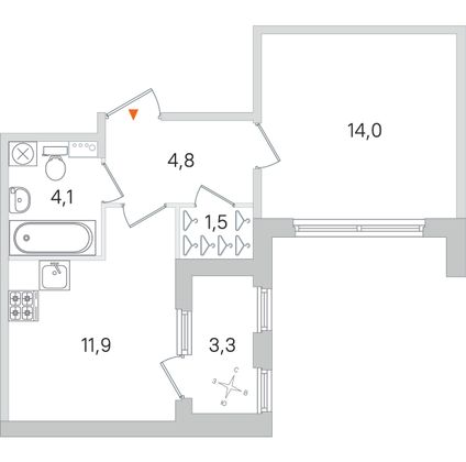 Продажа 1-комнатной квартиры 38 м², 1/4 этаж