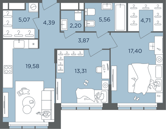 Продажа 2-комнатной квартиры 76 м², 41/41 этаж