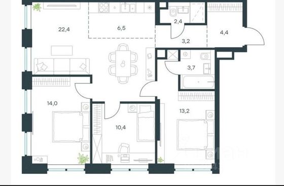 Продажа 4-комнатной квартиры 78,1 м², 18/33 этаж