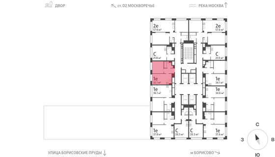 Продажа 1-комнатной квартиры 32,1 м², 14/30 этаж