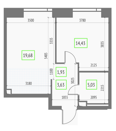 Продажа 1-комнатной квартиры 44,7 м², 7/57 этаж