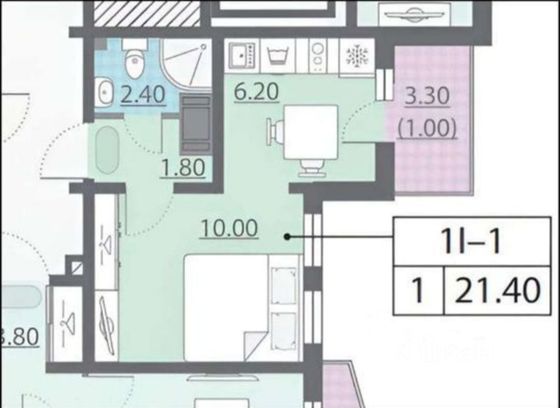 Продажа 1-комнатной квартиры 22 м², 9/25 этаж