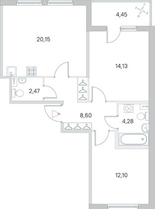 Продажа 2-комнатной квартиры 64 м², 1/4 этаж