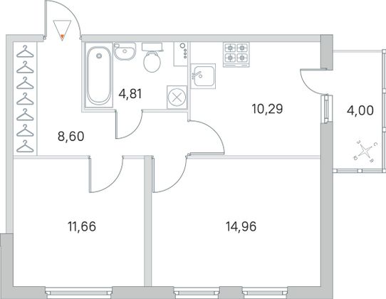 Продажа 2-комнатной квартиры 52,3 м², 2/8 этаж