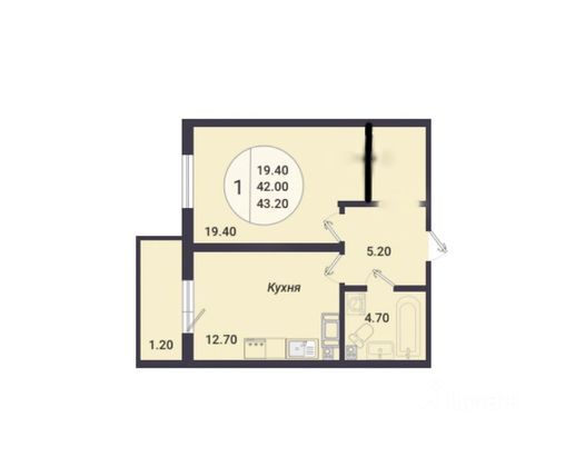 Продажа 1-комнатной квартиры 44 м², 14/14 этаж