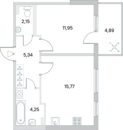 Продажа 1-комнатной квартиры 40,9 м², 1/5 этаж