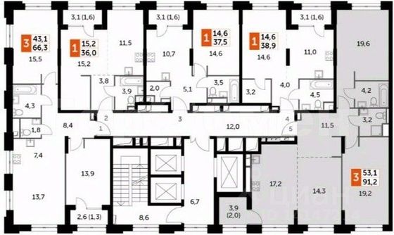 Продажа 3-комнатной квартиры 91,2 м², 10/44 этаж