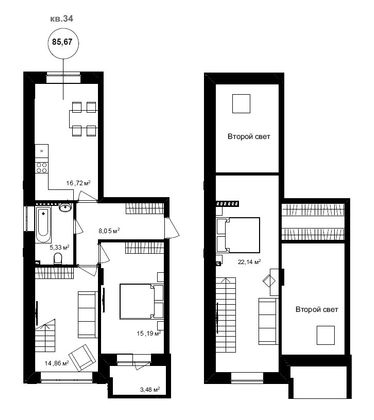 Продажа 3-комнатной квартиры 85,8 м², 3/3 этаж