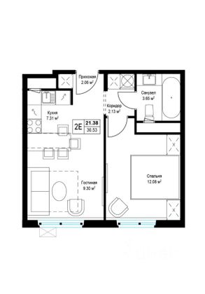Продажа 1-комнатной квартиры 36,4 м², 16/17 этаж