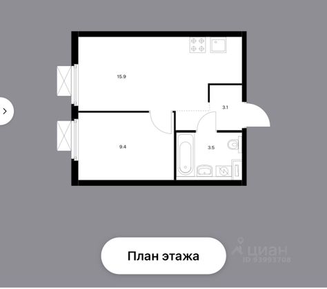 Продажа 1-комнатной квартиры 31,9 м², 5/33 этаж