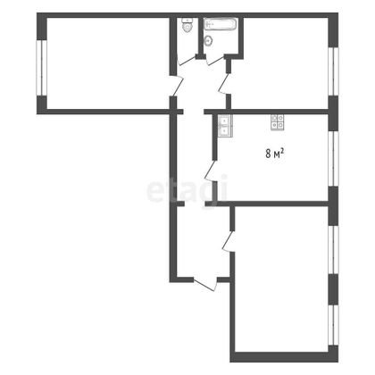 Продажа 3-комнатной квартиры 64,1 м², 1/5 этаж