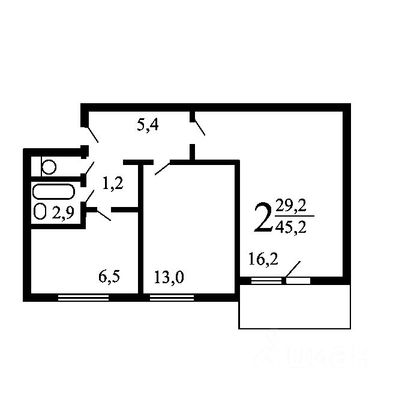 Продажа 2-комнатной квартиры 44,7 м², 9/9 этаж