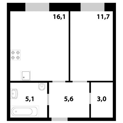 Продажа 1-комнатной квартиры 41,5 м², 2/25 этаж