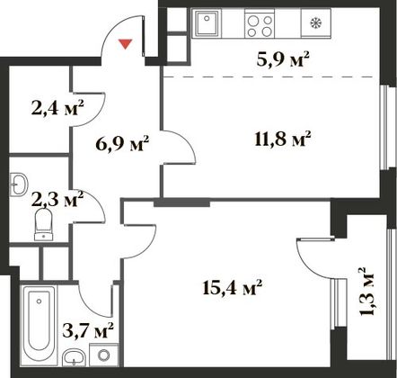 49,7 м², 2-комн. квартира, 4/6 этаж