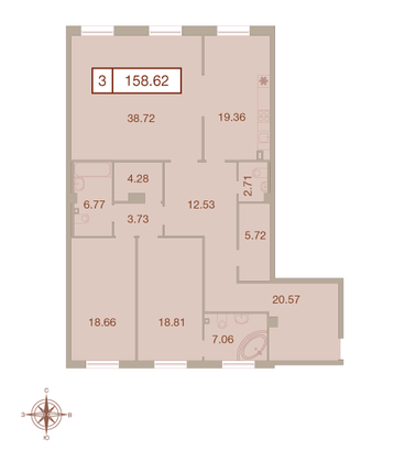 Продажа 3-комнатной квартиры 158,8 м², 1/9 этаж